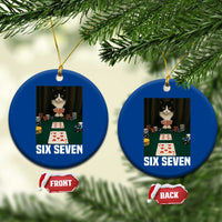 67 Poker Cat Ceramic Ornament Funny Six Seven Meme - Wonder Print Shop