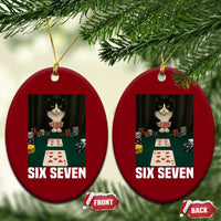 67 Poker Cat Ceramic Ornament Funny Six Seven Meme - Wonder Print Shop