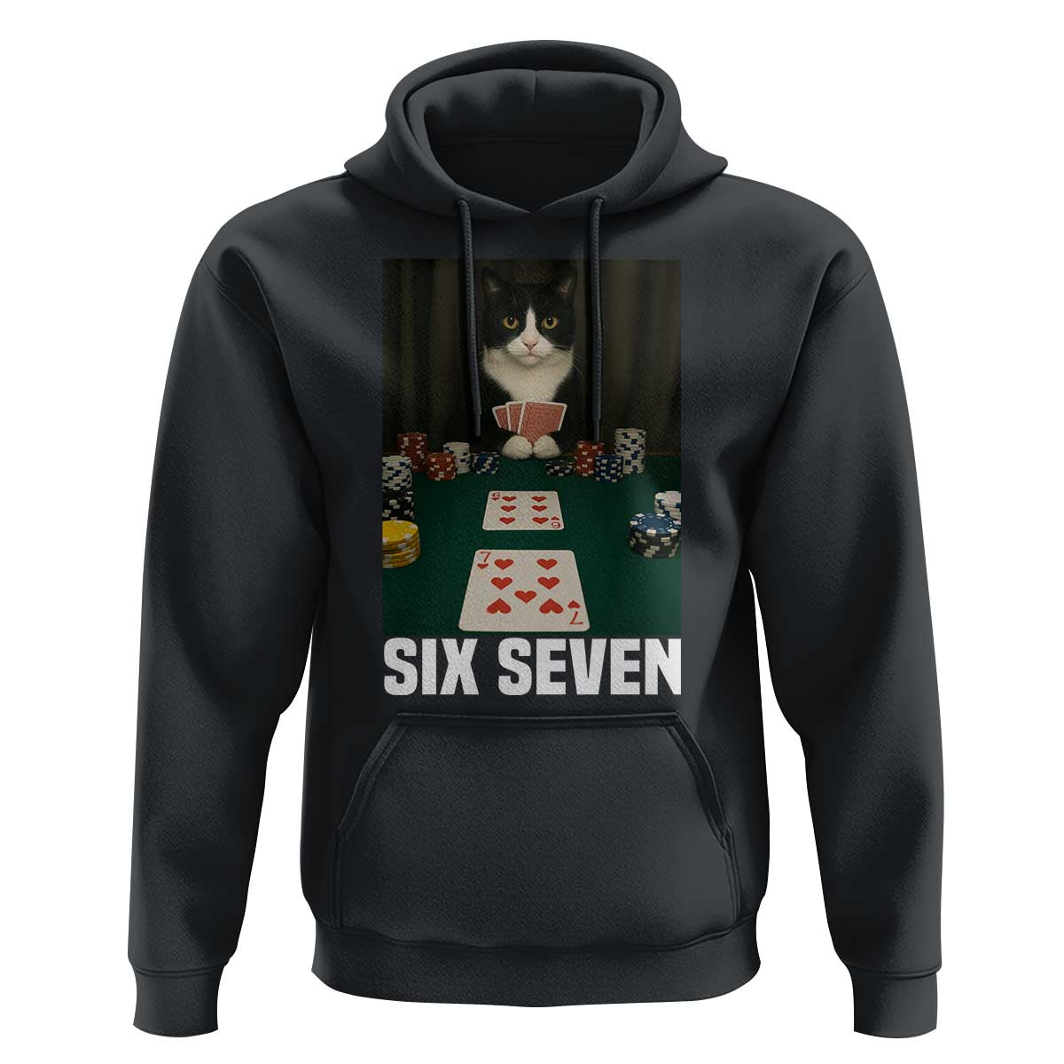 67 Poker Cat Hoodie Funny Six Seven Meme - Wonder Print Shop