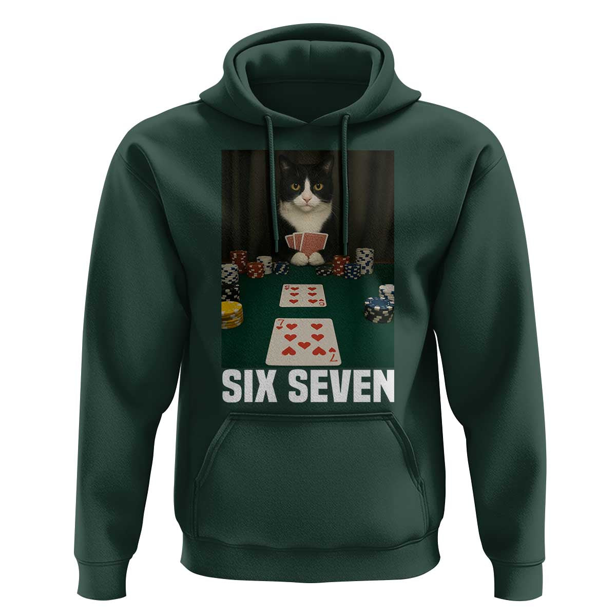 67 Poker Cat Hoodie Funny Six Seven Meme - Wonder Print Shop