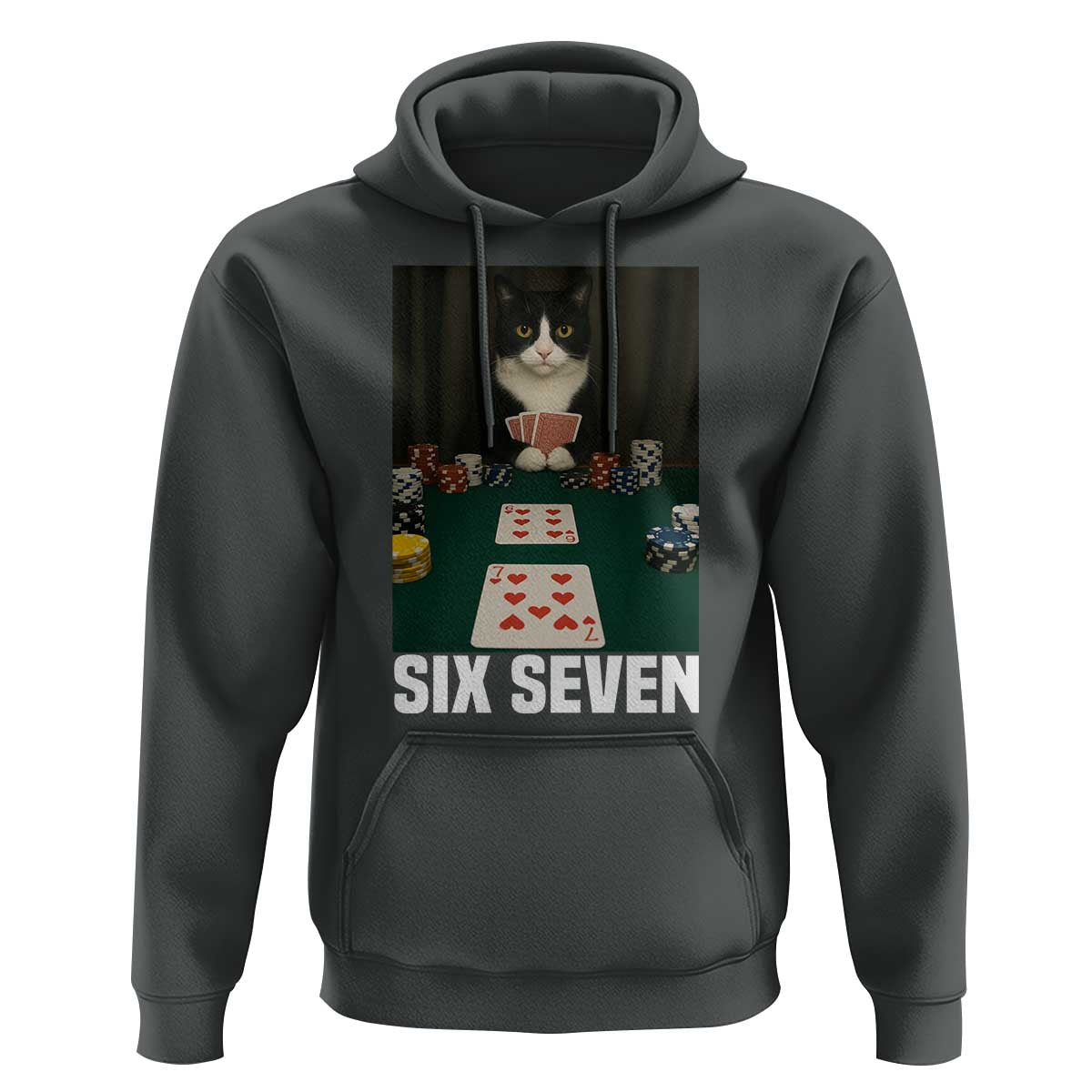 67 Poker Cat Hoodie Funny Six Seven Meme - Wonder Print Shop