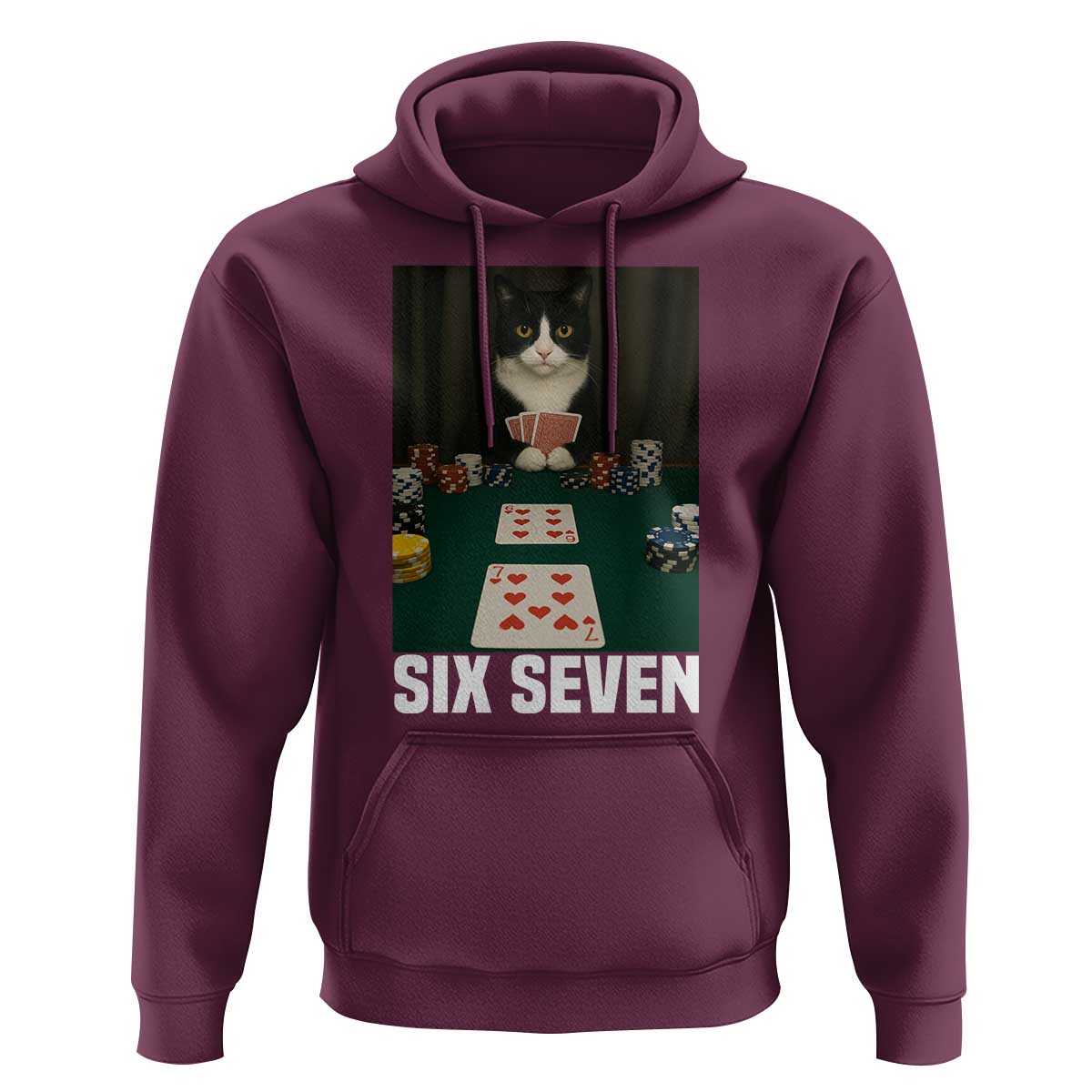 67 Poker Cat Hoodie Funny Six Seven Meme - Wonder Print Shop