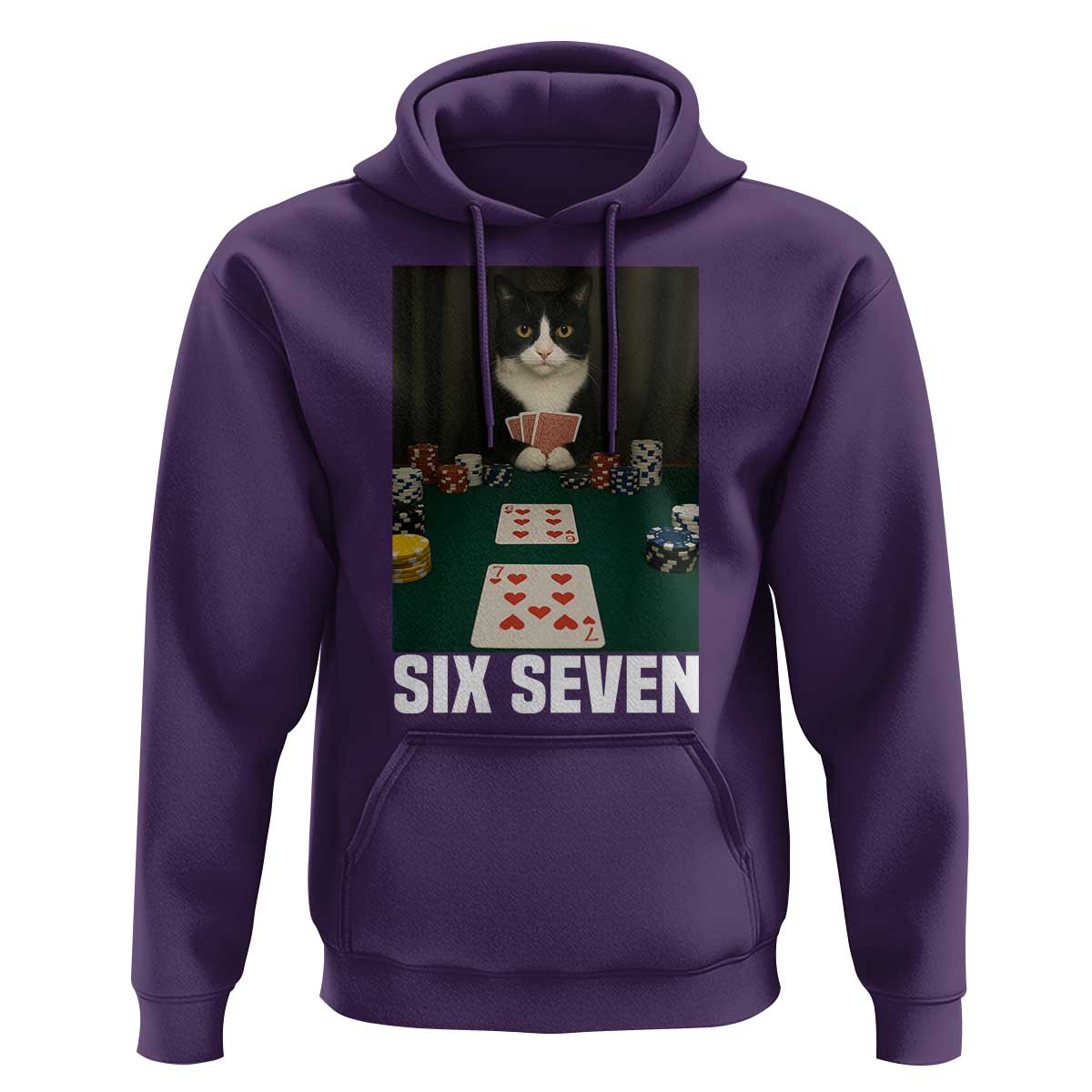 67 Poker Cat Hoodie Funny Six Seven Meme - Wonder Print Shop