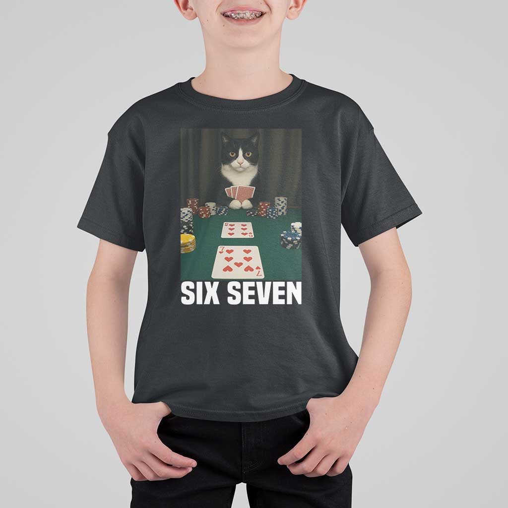 67 Poker Cat T Shirt For Kid Funny Six Seven Meme - Wonder Print Shop