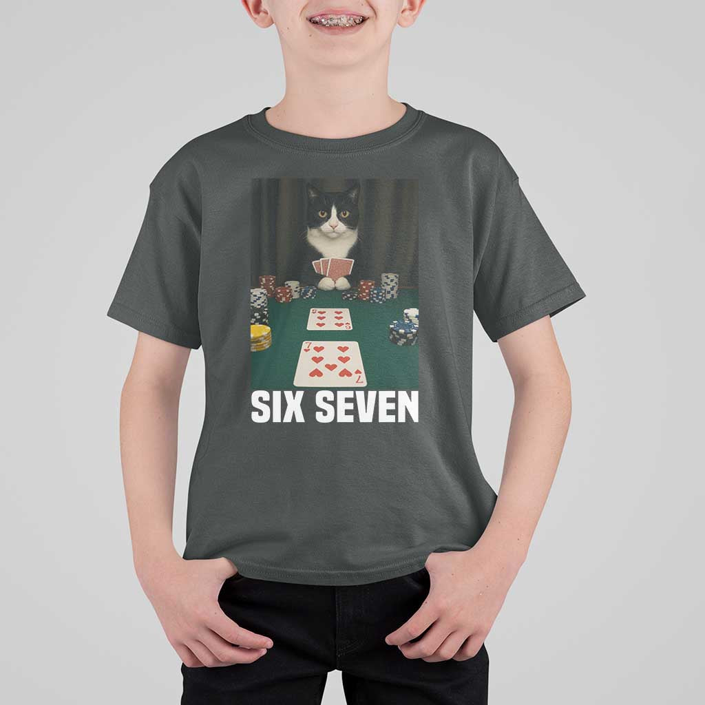 67 Poker Cat T Shirt For Kid Funny Six Seven Meme - Wonder Print Shop