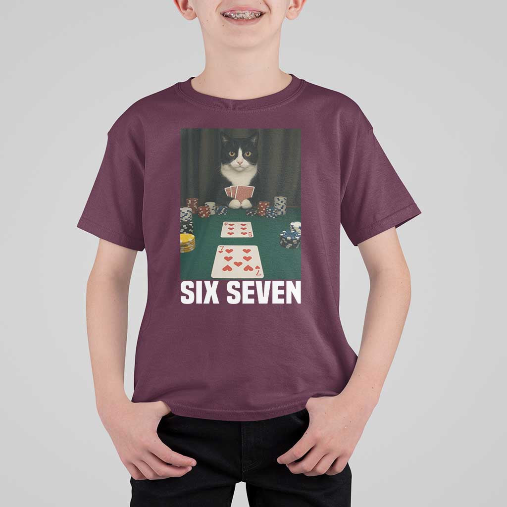 67 Poker Cat T Shirt For Kid Funny Six Seven Meme - Wonder Print Shop