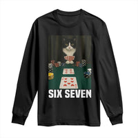67 Poker Cat Long Sleeve Shirt Funny Six Seven Meme - Wonder Print Shop