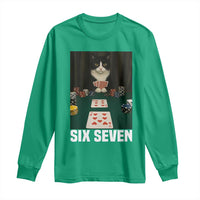 67 Poker Cat Long Sleeve Shirt Funny Six Seven Meme - Wonder Print Shop