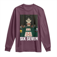 67 Poker Cat Long Sleeve Shirt Funny Six Seven Meme - Wonder Print Shop