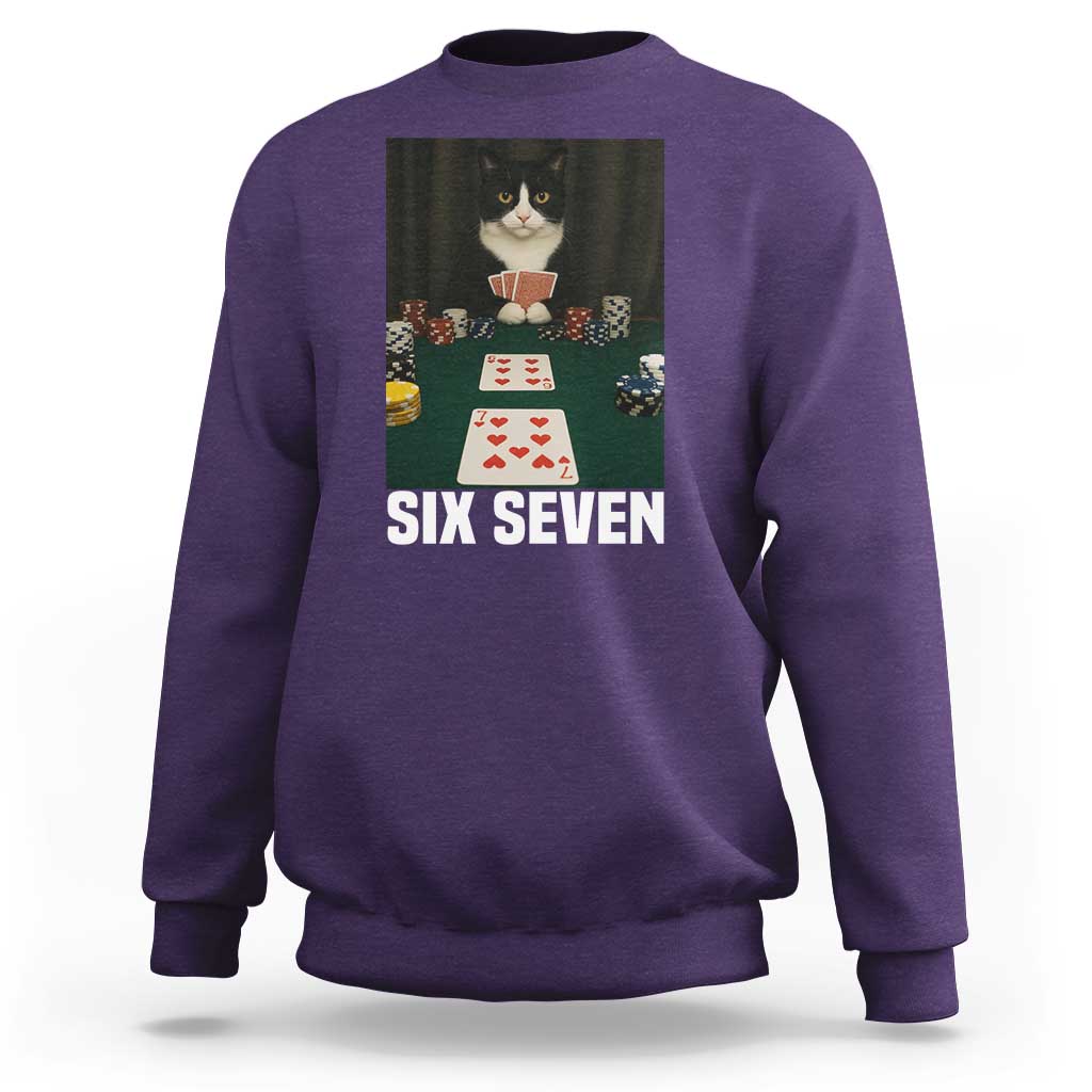 67 Poker Cat Sweatshirt Funny Six Seven Meme - Wonder Print Shop