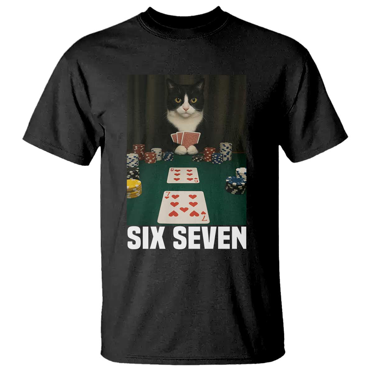 67 Poker Cat T Shirt Funny Six Seven Meme - Wonder Print Shop