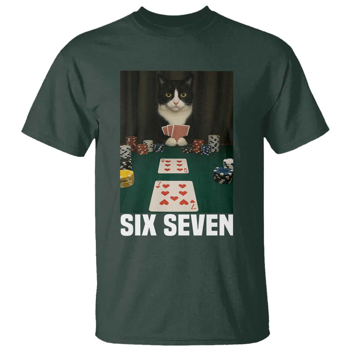 67 Poker Cat T Shirt Funny Six Seven Meme - Wonder Print Shop