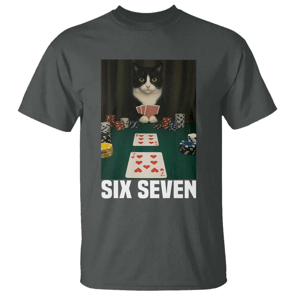 67 Poker Cat T Shirt Funny Six Seven Meme - Wonder Print Shop