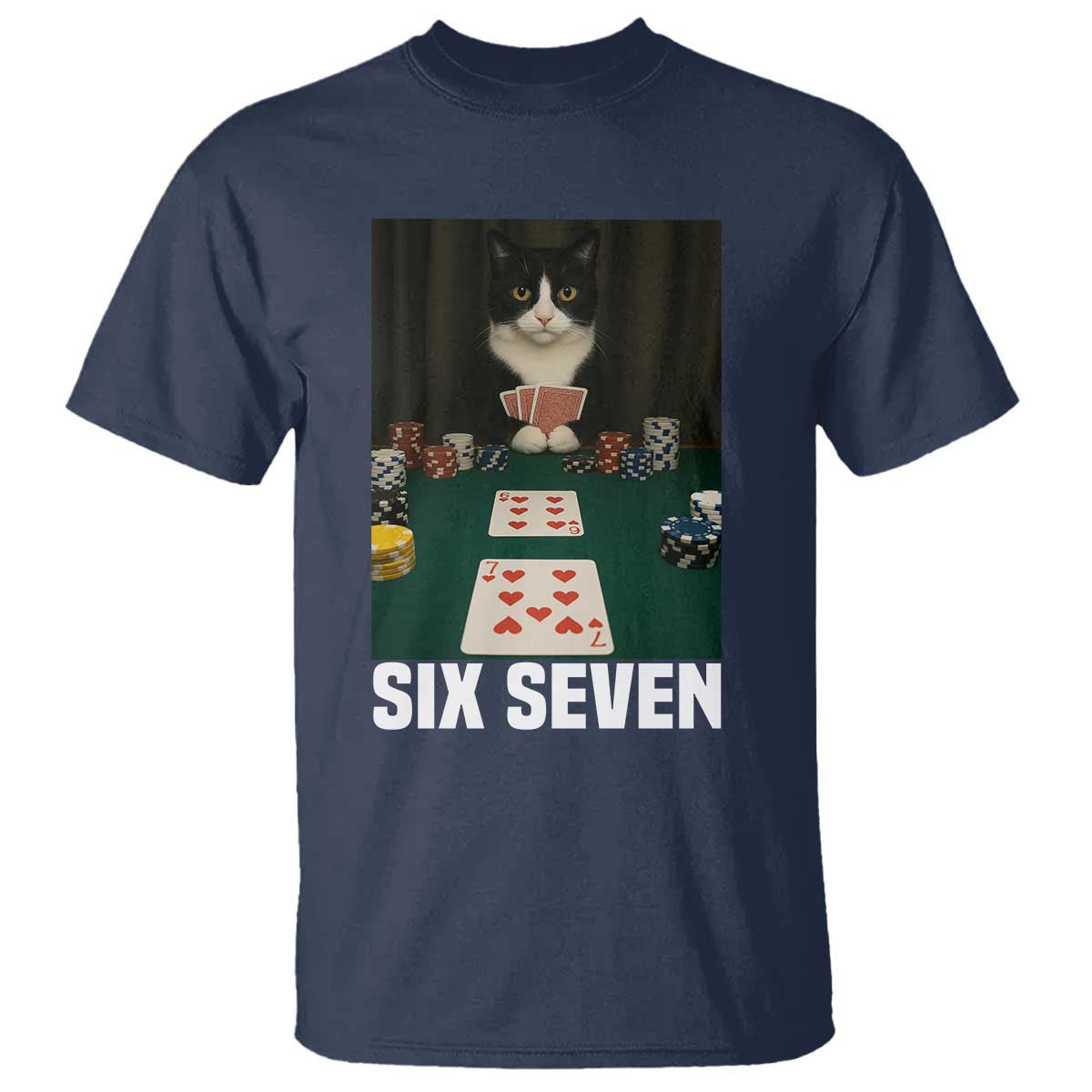67 Poker Cat T Shirt Funny Six Seven Meme - Wonder Print Shop