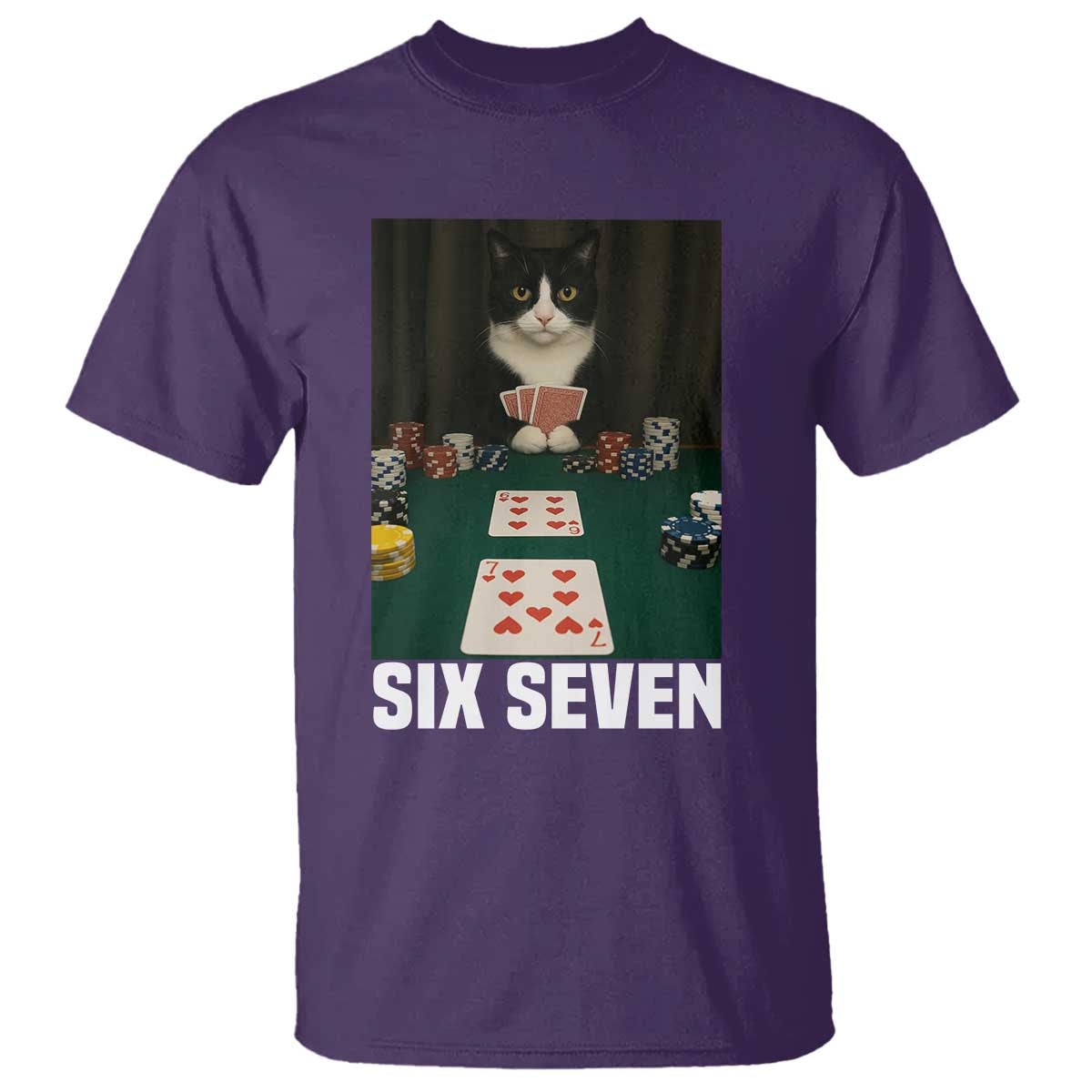 67 Poker Cat T Shirt Funny Six Seven Meme - Wonder Print Shop