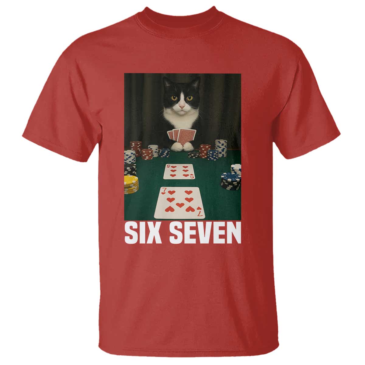 67 Poker Cat T Shirt Funny Six Seven Meme - Wonder Print Shop
