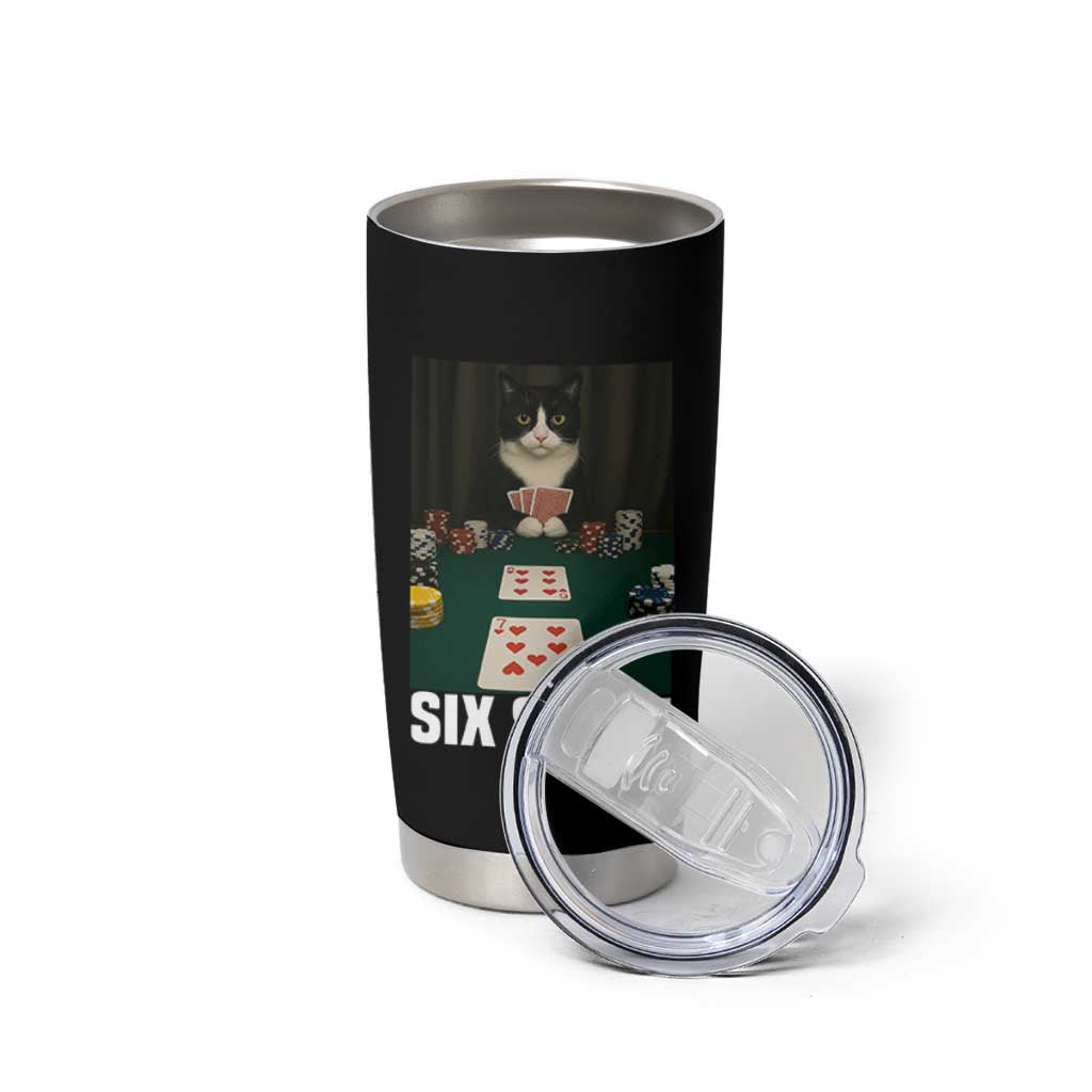 67 Poker Cat Tumbler Cup Funny Six Seven Meme - Wonder Print Shop
