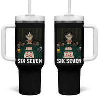 67 Poker Cat Tumbler With Handle Funny Six Seven Meme - Wonder Print Shop