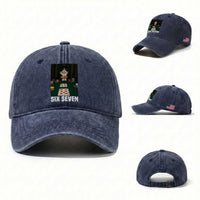 67 Poker Cat Washed Cotton Baseball Cap Funny Six Seven Meme