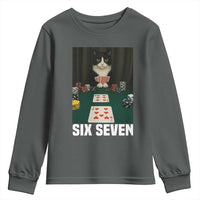67 Poker Cat Youth Sweatshirt Funny Six Seven Meme - Wonder Print Shop