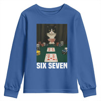 67 Poker Cat Youth Sweatshirt Funny Six Seven Meme - Wonder Print Shop