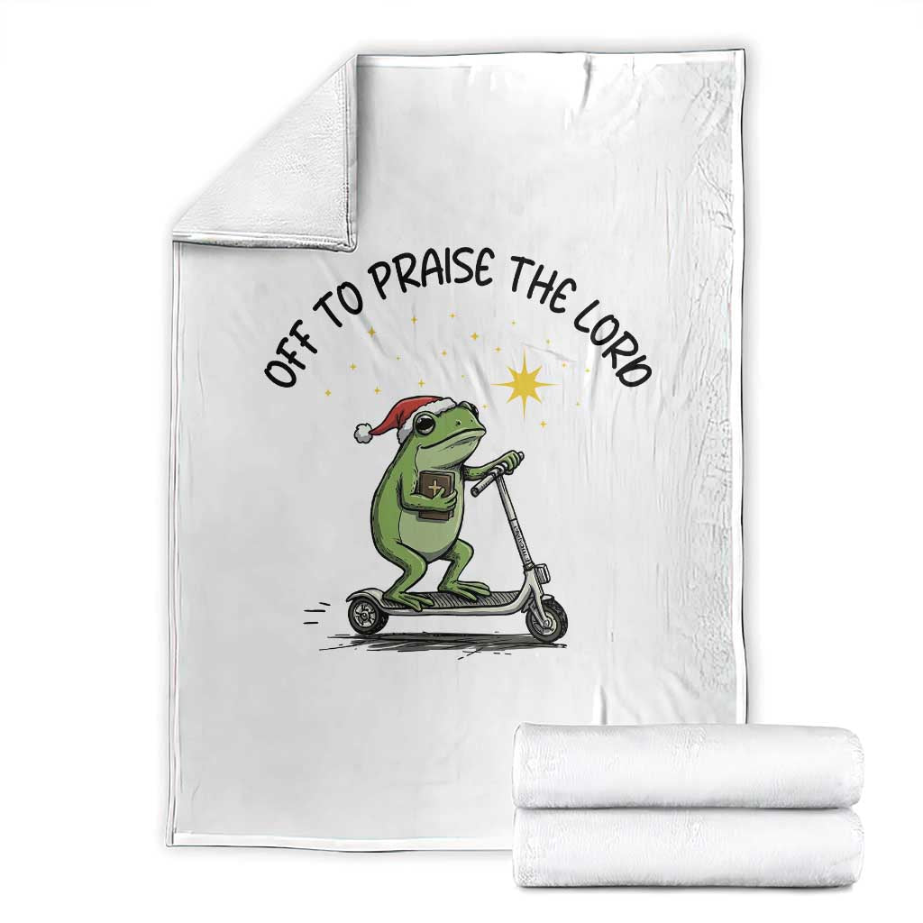 Off To Praise The Lord Throw Blanket Funny Frog Christian - Wonder Print Shop