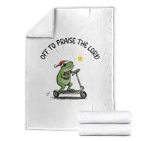 Off To Praise The Lord Throw Blanket Funny Frog Christian - Wonder Print Shop