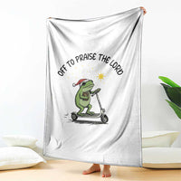 Off To Praise The Lord Throw Blanket Funny Frog Christian - Wonder Print Shop