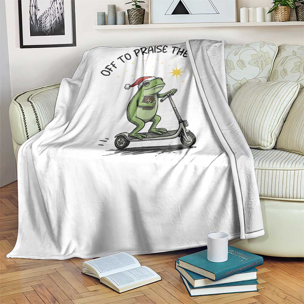 Off To Praise The Lord Throw Blanket Funny Frog Christian - Wonder Print Shop