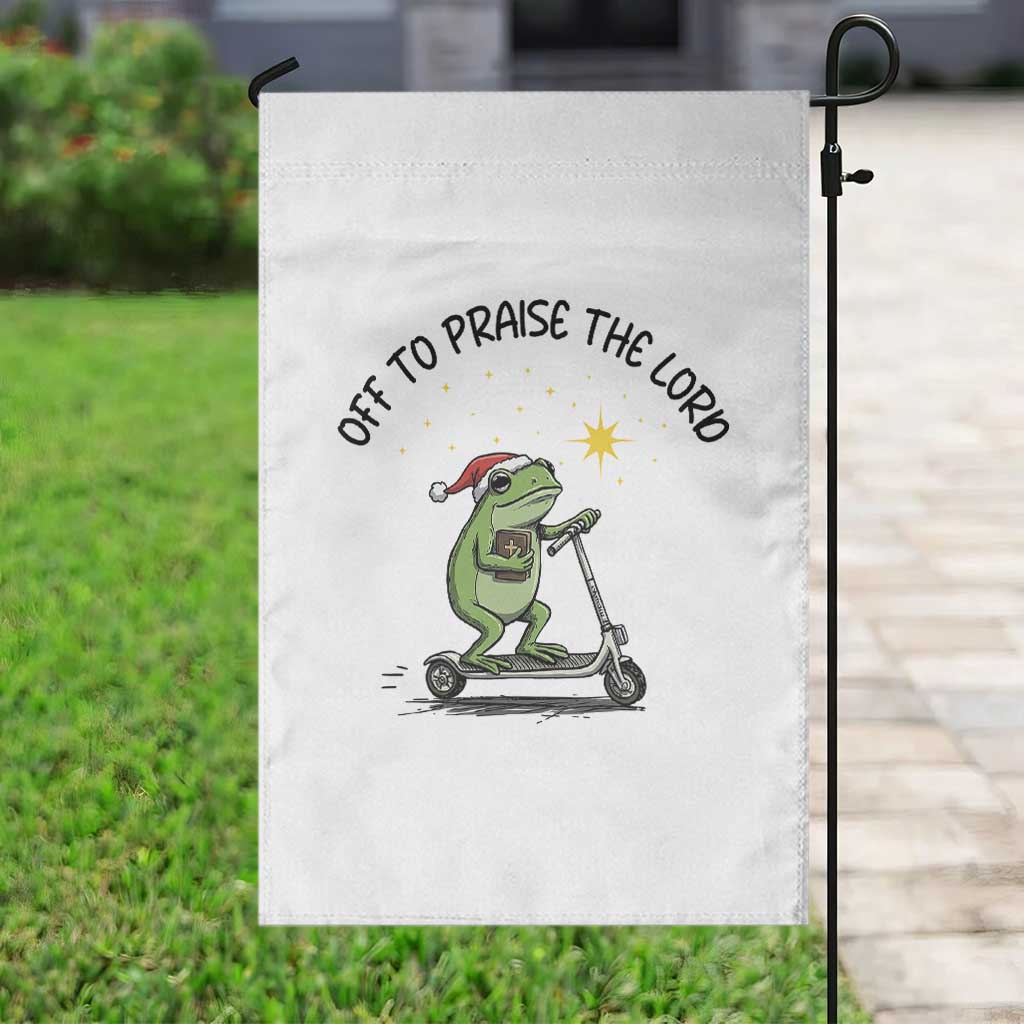 Off To Praise The Lord Garden Flag Funny Frog Christian - Wonder Print Shop