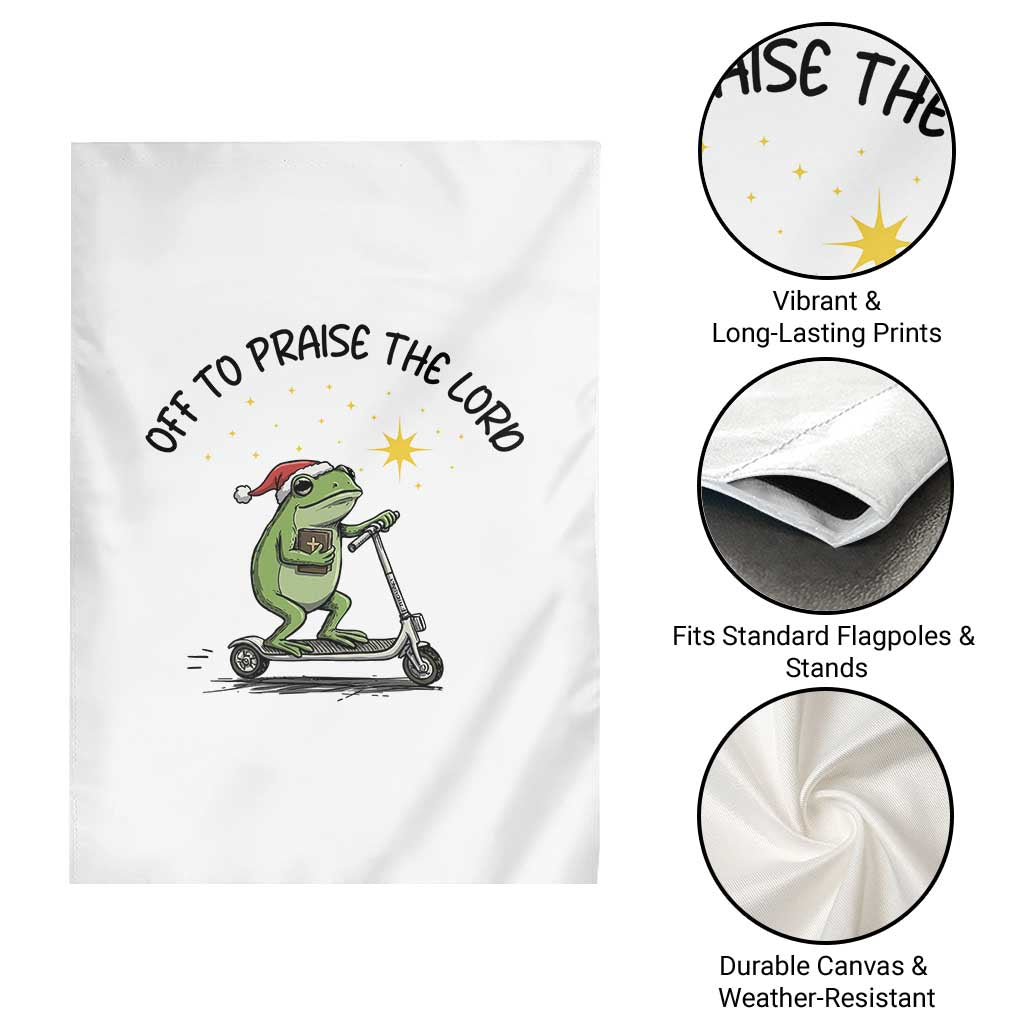 Off To Praise The Lord Garden Flag Funny Frog Christian - Wonder Print Shop
