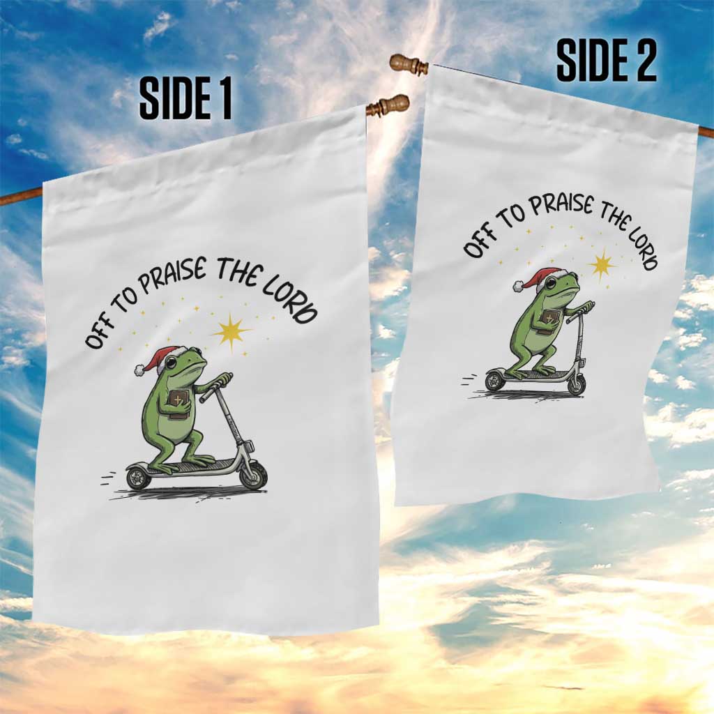 Off To Praise The Lord Garden Flag Funny Frog Christian - Wonder Print Shop