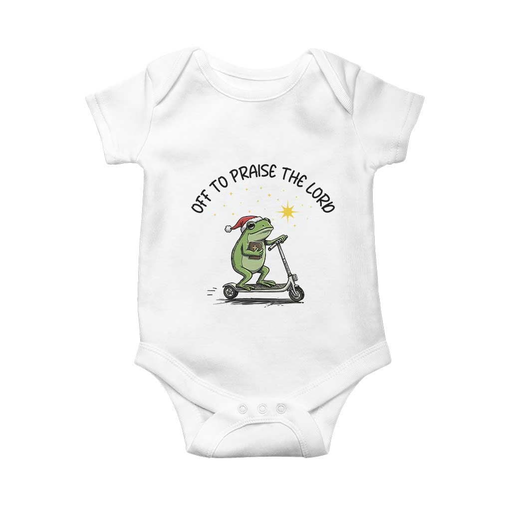 Off To Praise The Lord Baby Onesie Funny Frog Christian - Wonder Print Shop