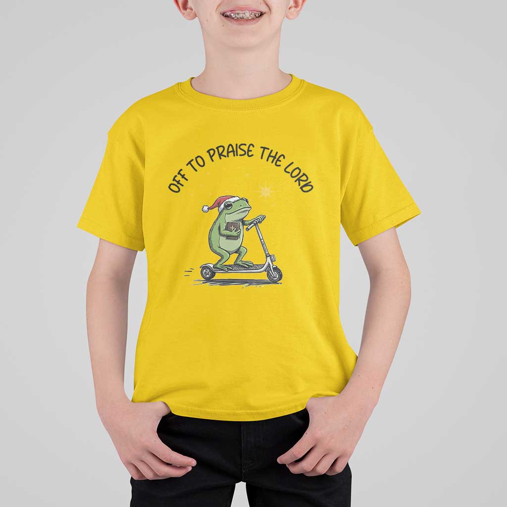 Off To Praise The Lord T Shirt For Kid Funny Frog Christian - Wonder Print Shop