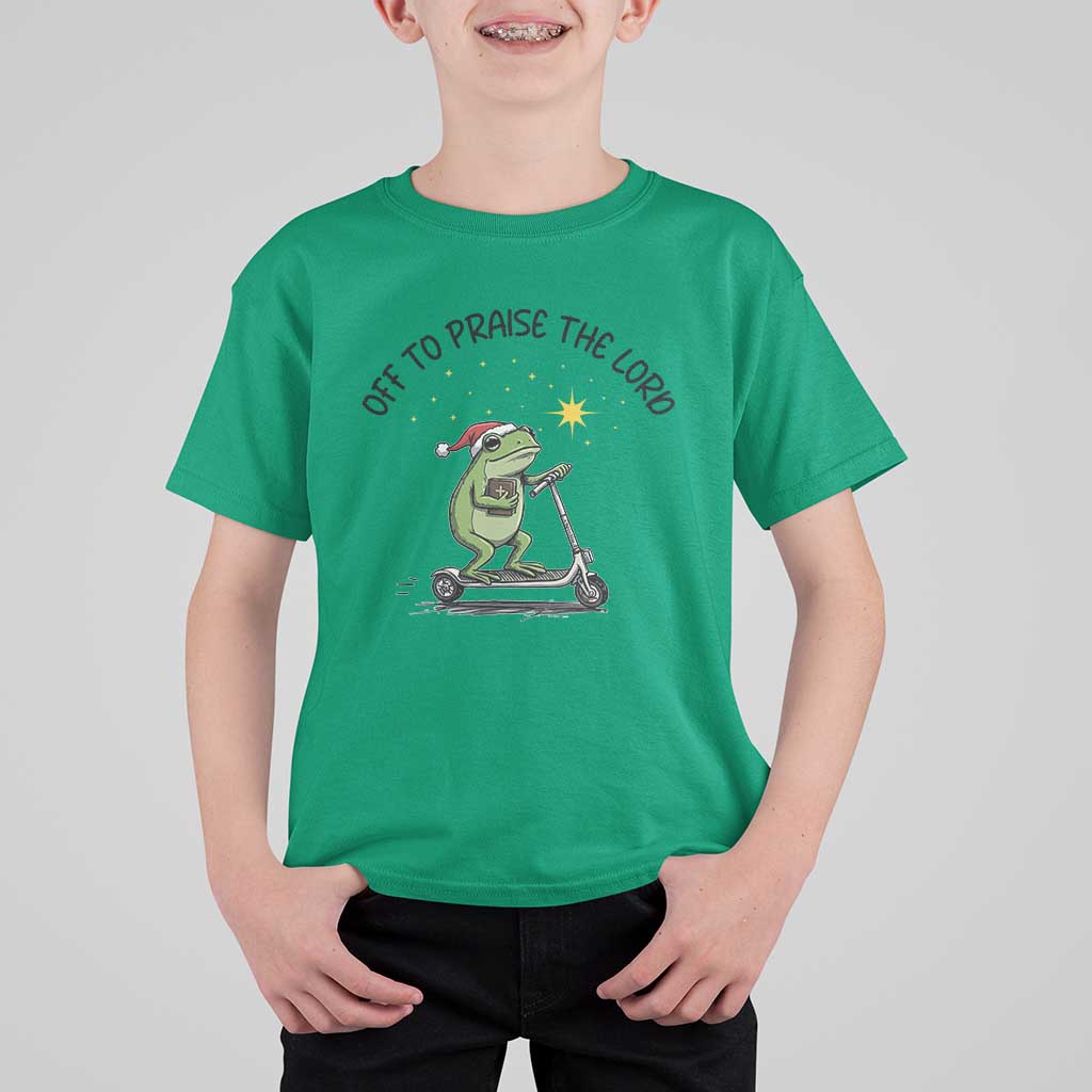 Off To Praise The Lord T Shirt For Kid Funny Frog Christian - Wonder Print Shop