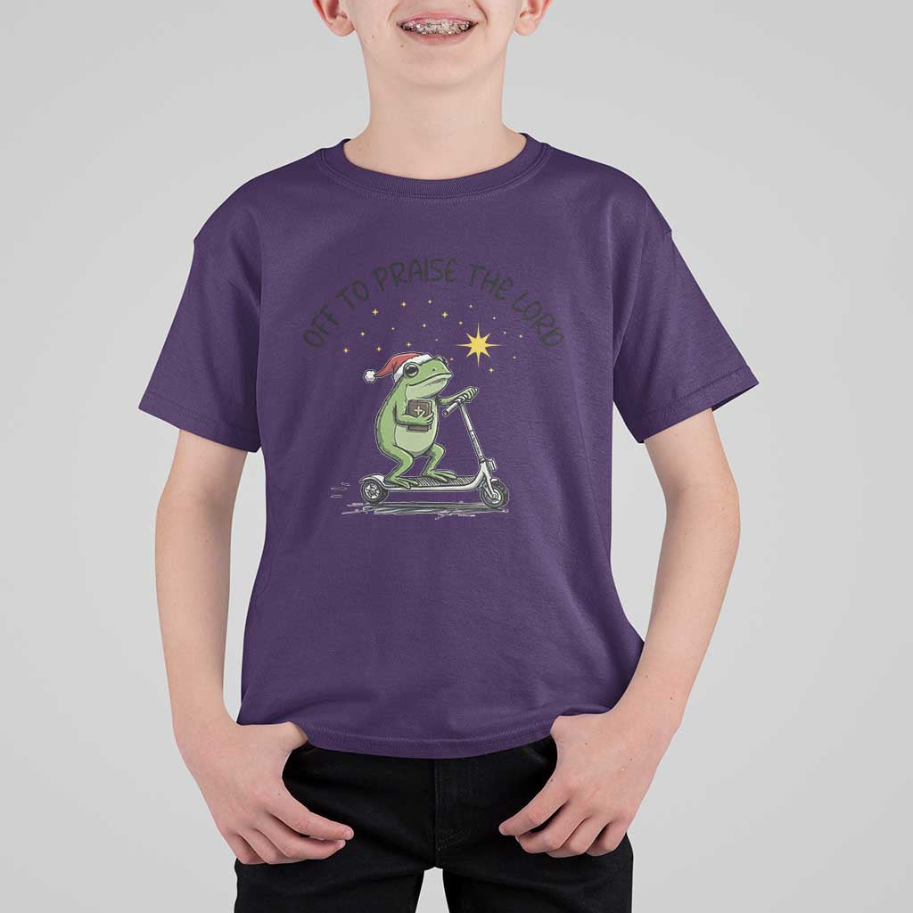 Off To Praise The Lord T Shirt For Kid Funny Frog Christian - Wonder Print Shop