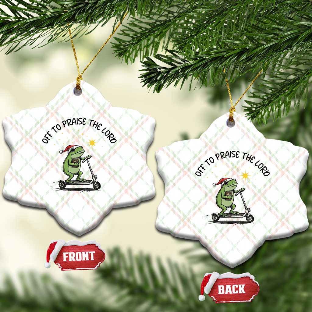 Off To Praise The Lord Ceramic Ornament Funny Frog Christian - Wonder Print Shop