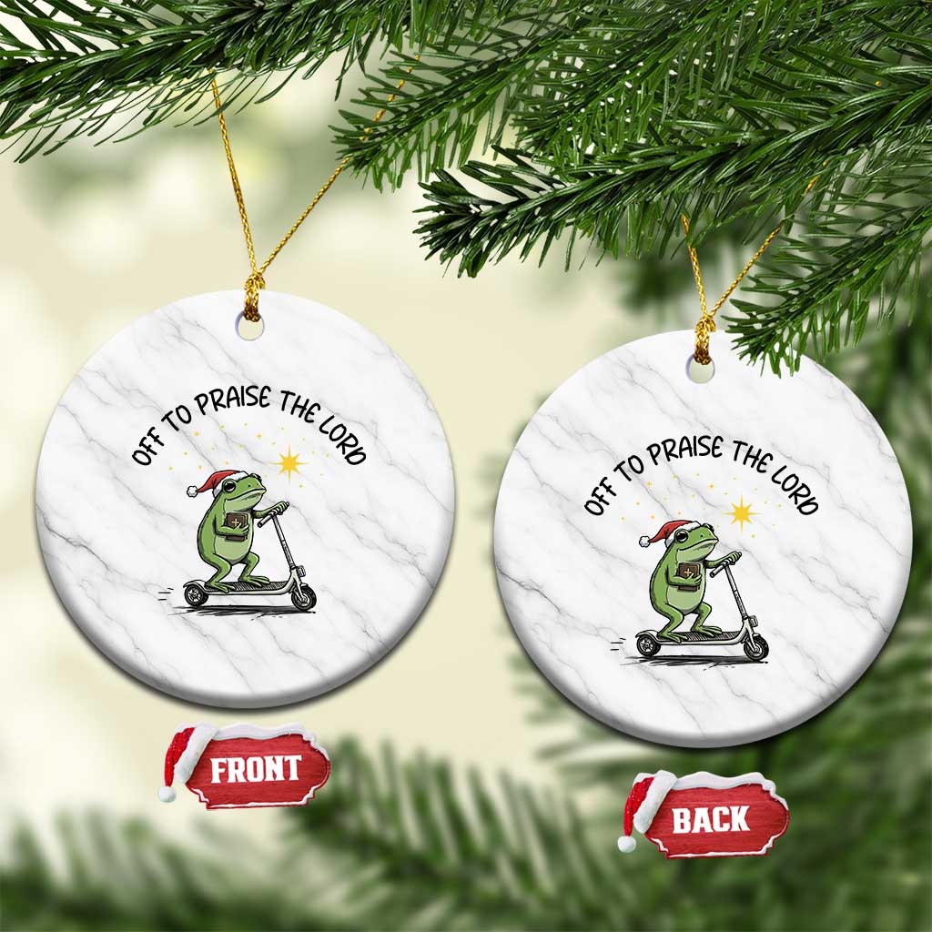 Off To Praise The Lord Ceramic Ornament Funny Frog Christian - Wonder Print Shop