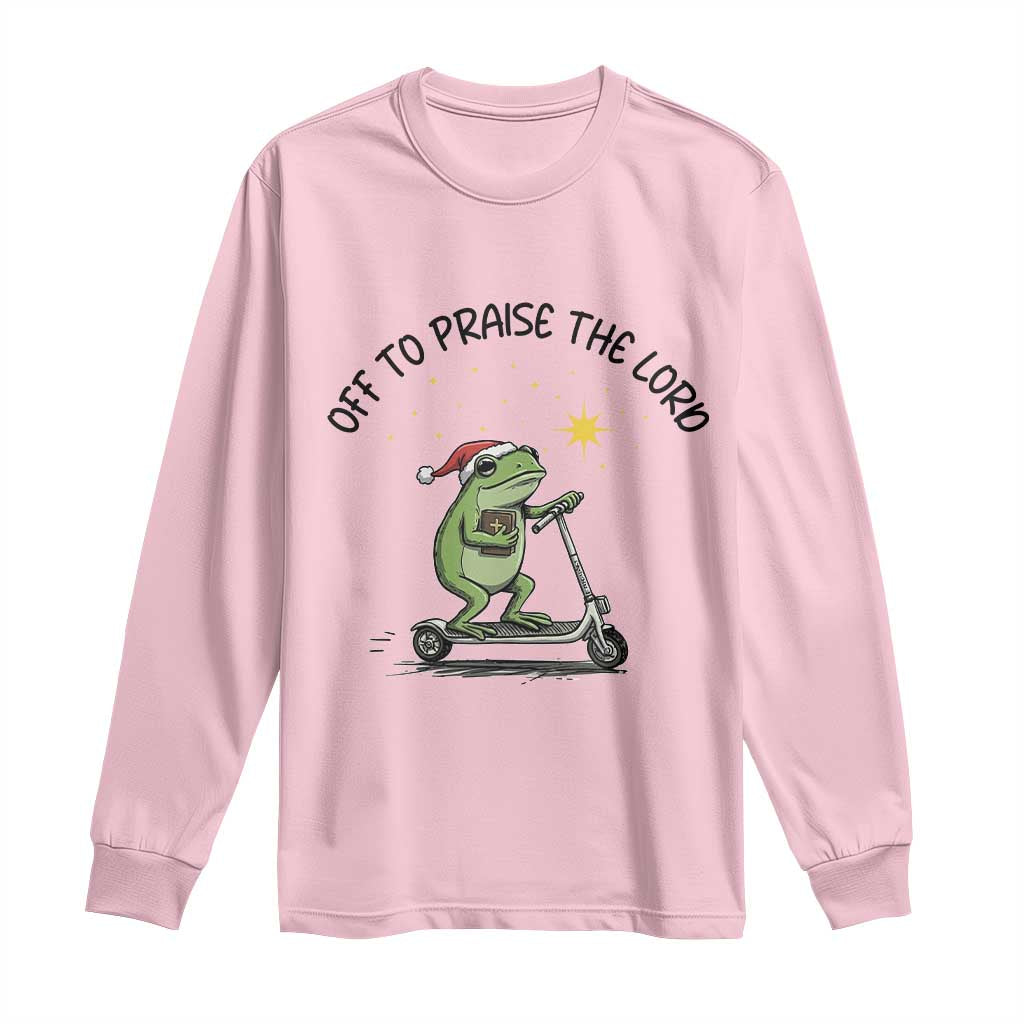 Off To Praise The Lord Long Sleeve Shirt Funny Frog Christian - Wonder Print Shop