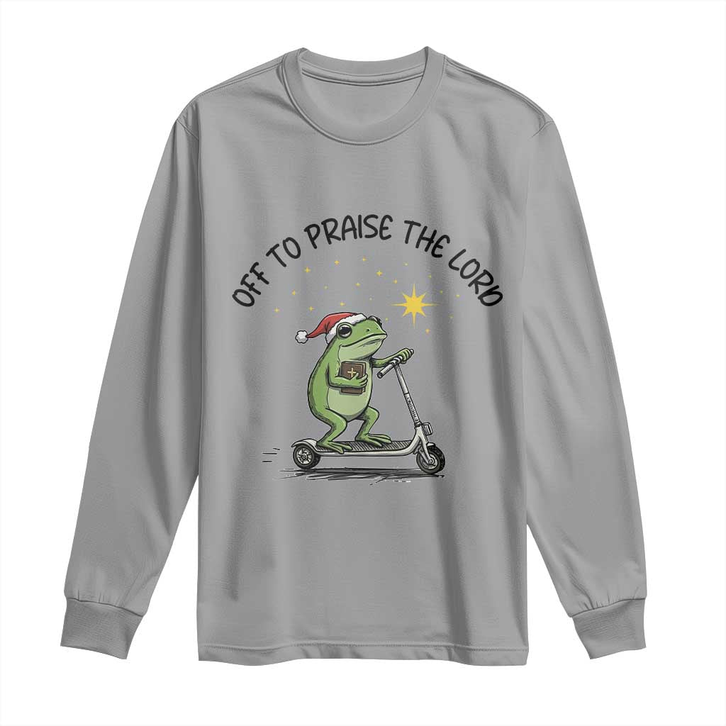 Off To Praise The Lord Long Sleeve Shirt Funny Frog Christian - Wonder Print Shop