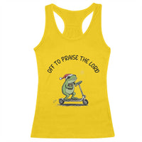 Off To Praise The Lord Racerback Tank Top Funny Frog Christian - Wonder Print Shop