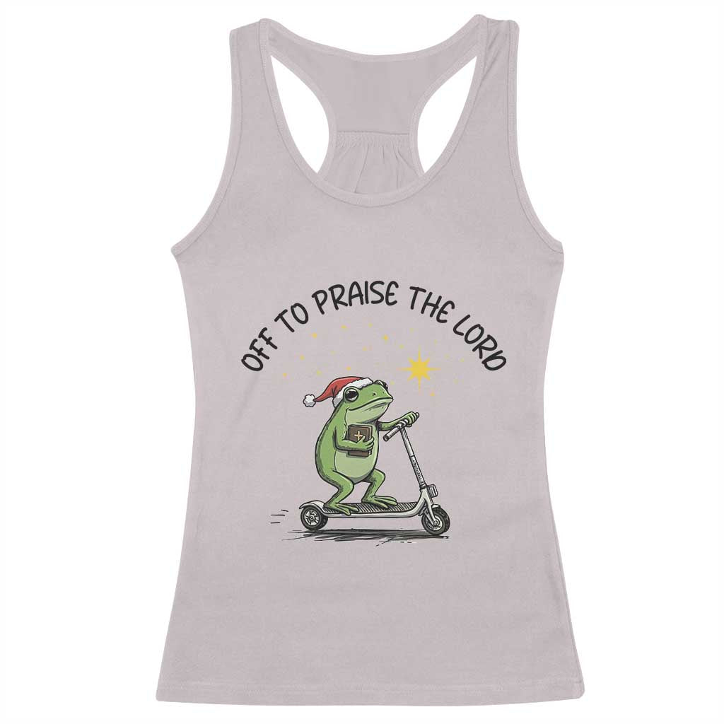 Off To Praise The Lord Racerback Tank Top Funny Frog Christian - Wonder Print Shop