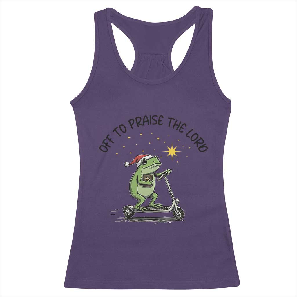 Off To Praise The Lord Racerback Tank Top Funny Frog Christian - Wonder Print Shop