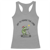 Off To Praise The Lord Racerback Tank Top Funny Frog Christian - Wonder Print Shop
