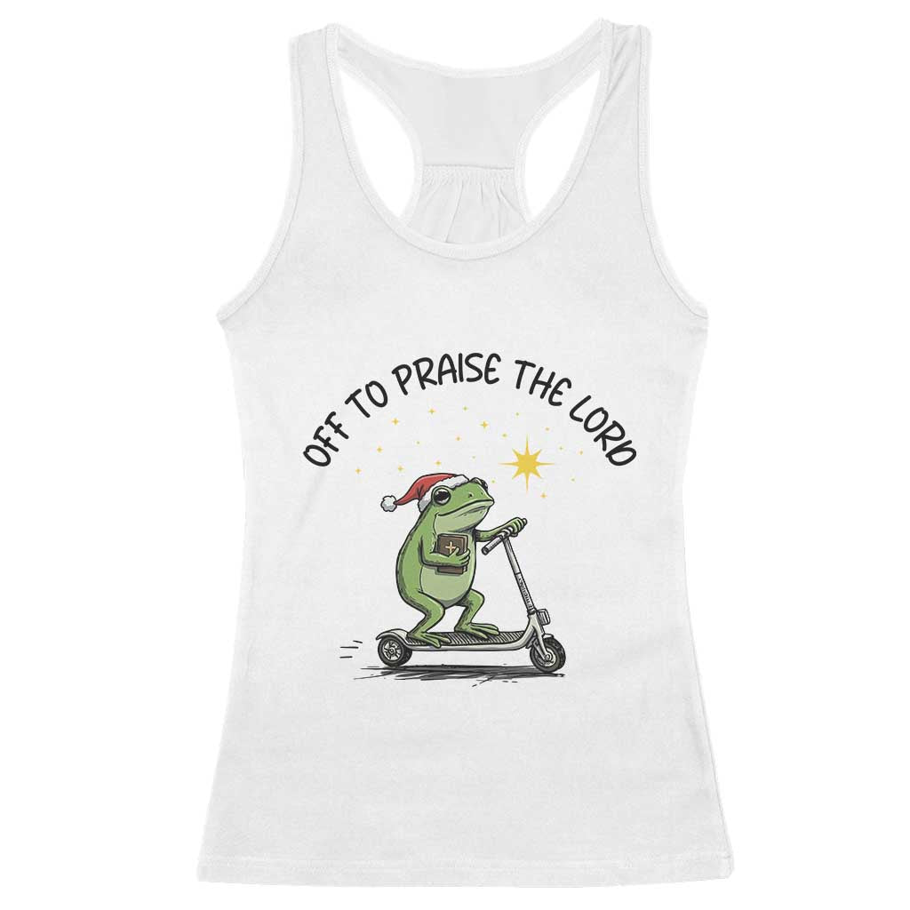 Off To Praise The Lord Racerback Tank Top Funny Frog Christian - Wonder Print Shop