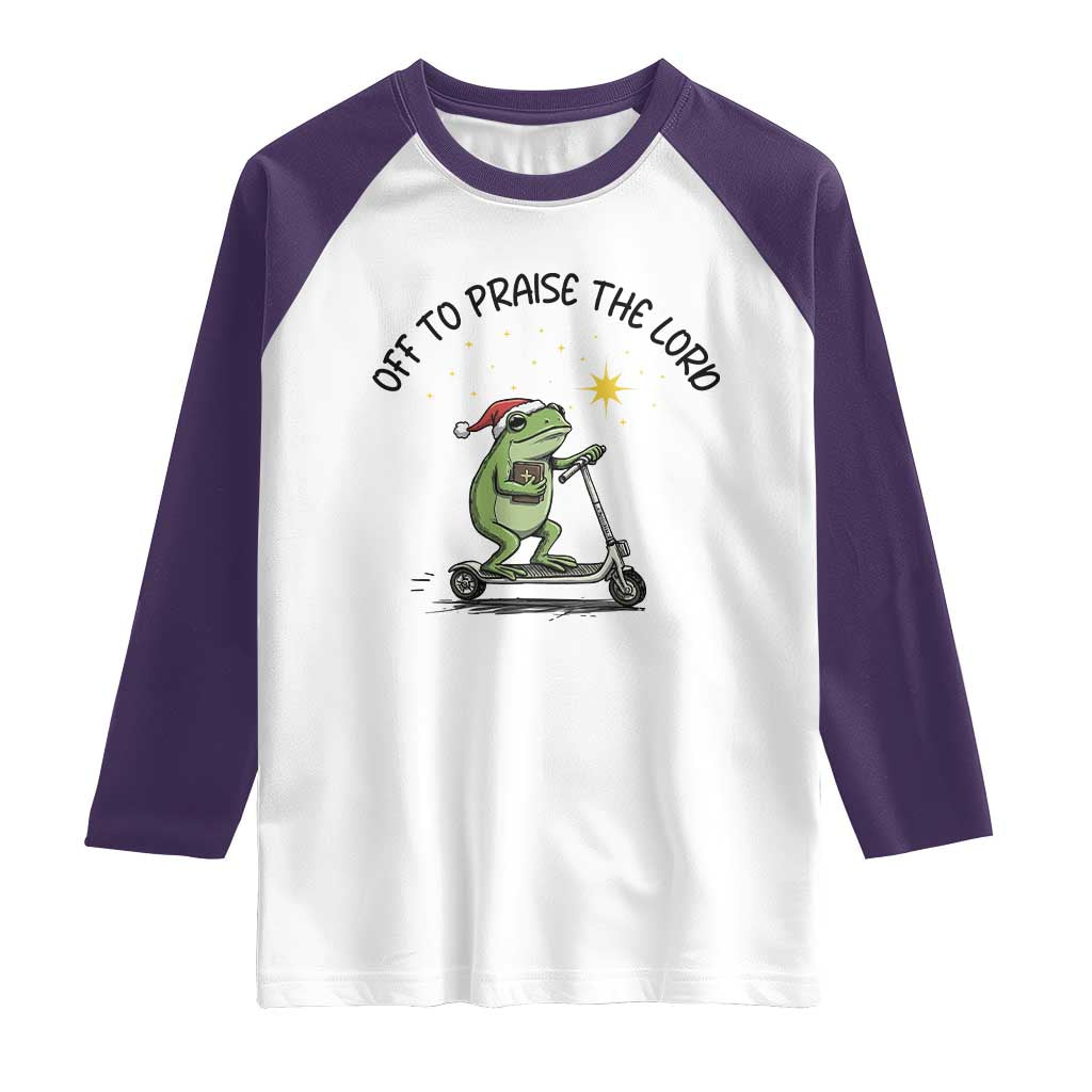 Off To Praise The Lord Raglan Shirt Funny Frog Christian - Wonder Print Shop