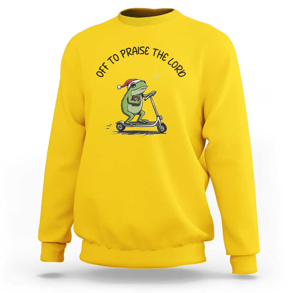 Off To Praise The Lord Sweatshirt Funny Frog Christian - Wonder Print Shop