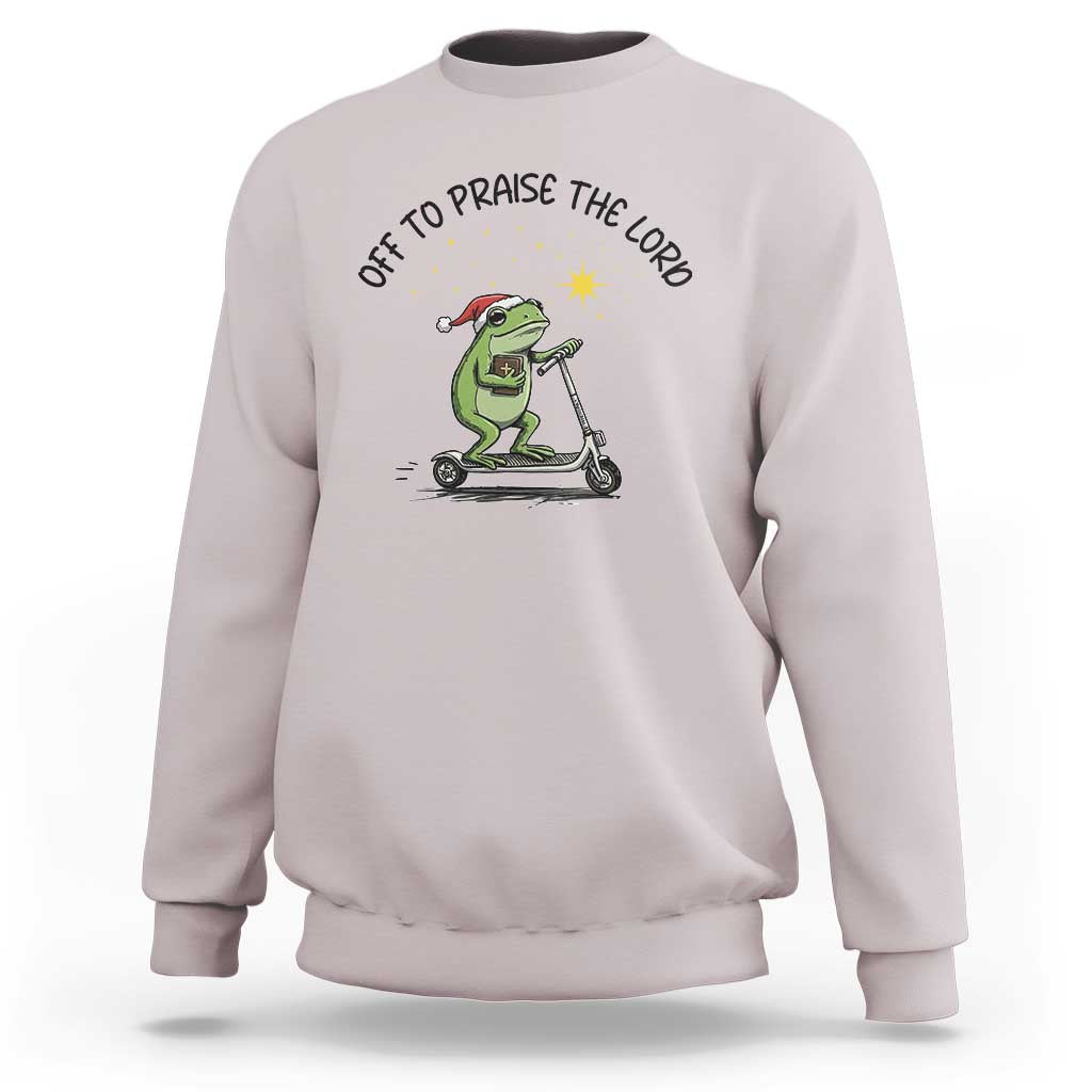 Off To Praise The Lord Sweatshirt Funny Frog Christian - Wonder Print Shop