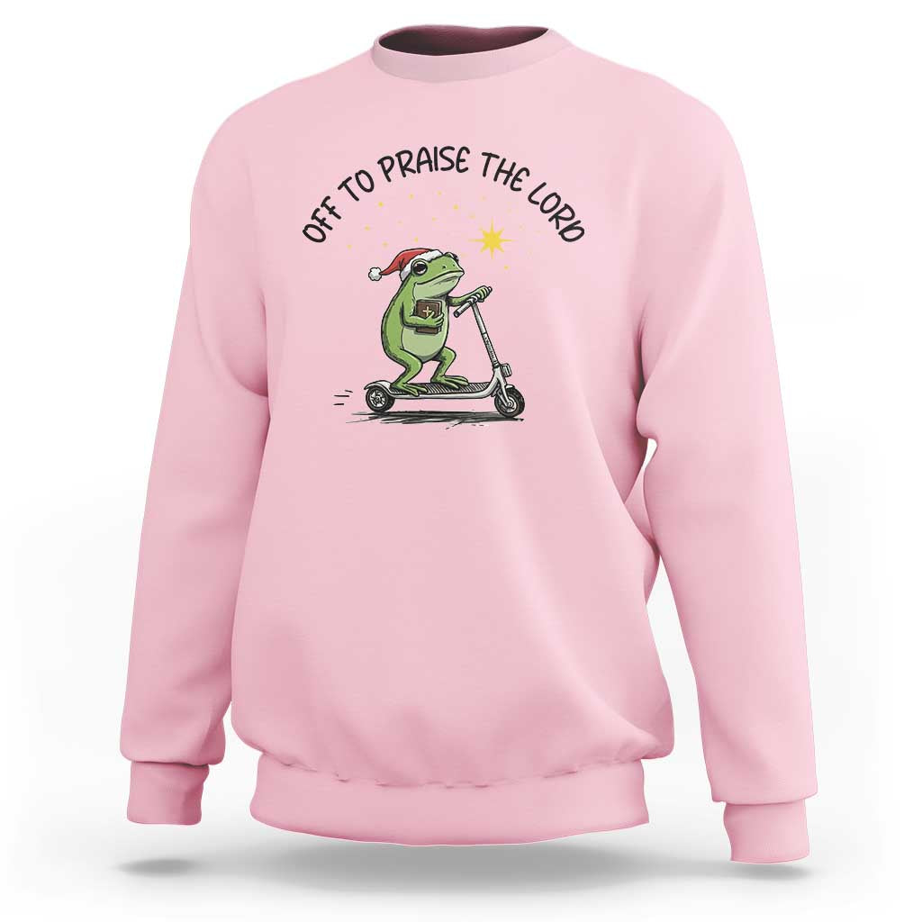 Off To Praise The Lord Sweatshirt Funny Frog Christian - Wonder Print Shop