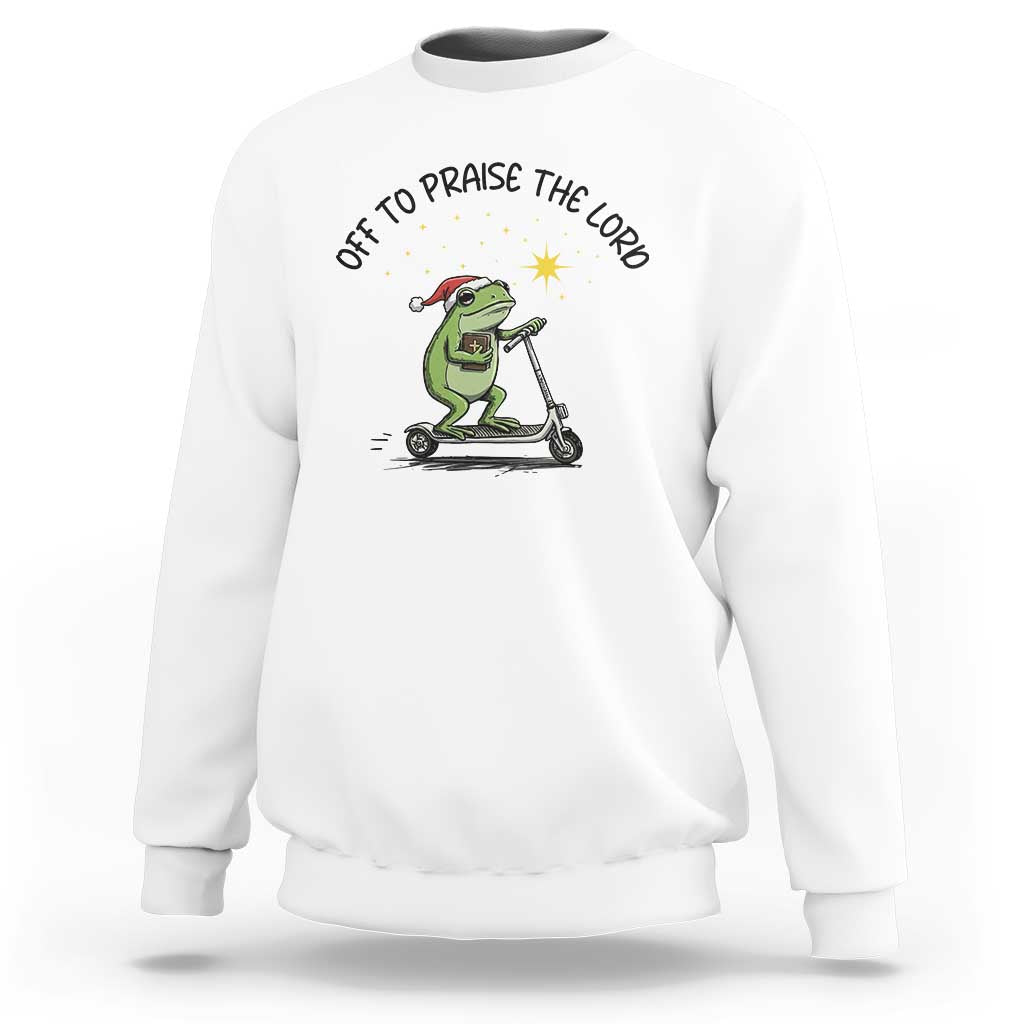 Off To Praise The Lord Sweatshirt Funny Frog Christian - Wonder Print Shop